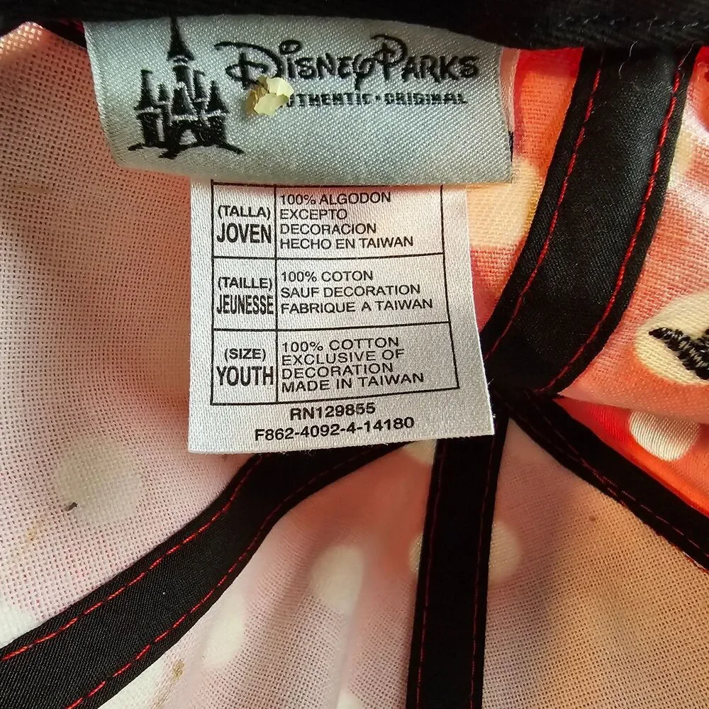 Minnie Mouse Polka Dot Ears Snapback Hat Cap Disney Parks World Girl Red Youth